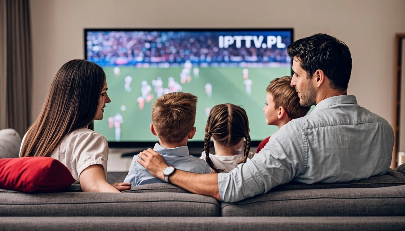 Rodzina korzystająca z abonamentu IPTV na różnych urządzeniach